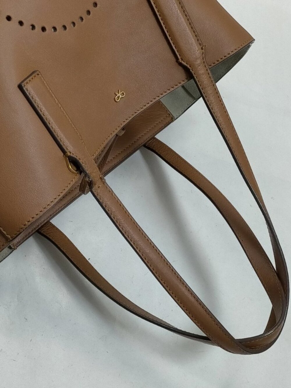 Anya Hindmarch Smiley Face Leather Tote Bag Tan Made In Italy View 4